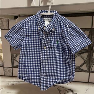 Ralph Lauren Blue and White Gingham Poplin button down Kids Shirt
